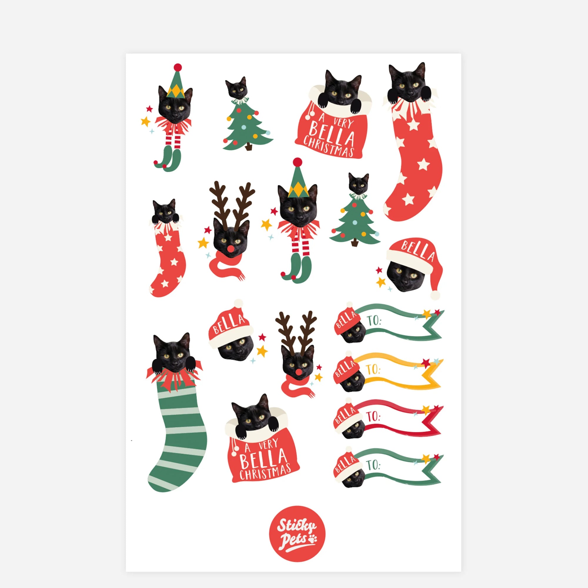 Christmas Vibes Pets Personalised Stickers