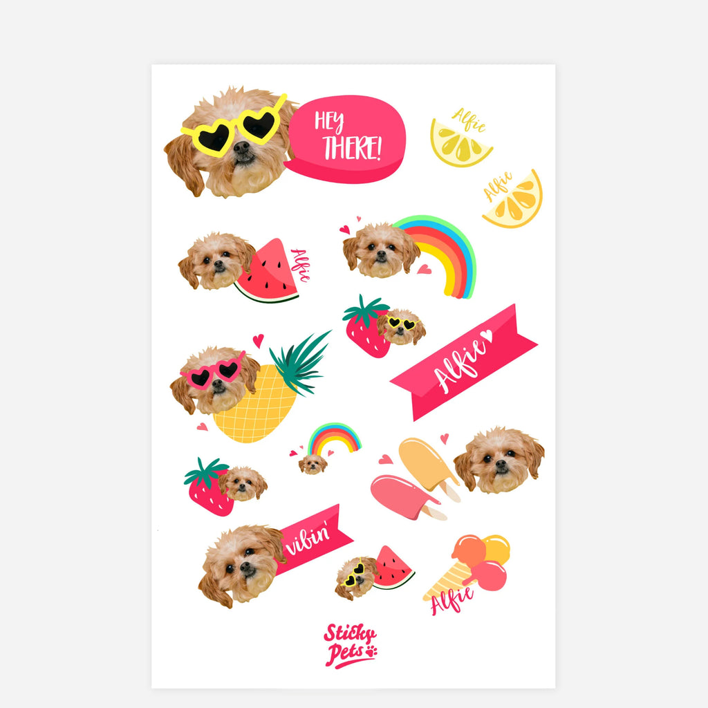 Summer Vibes Pet Personalised Stickers