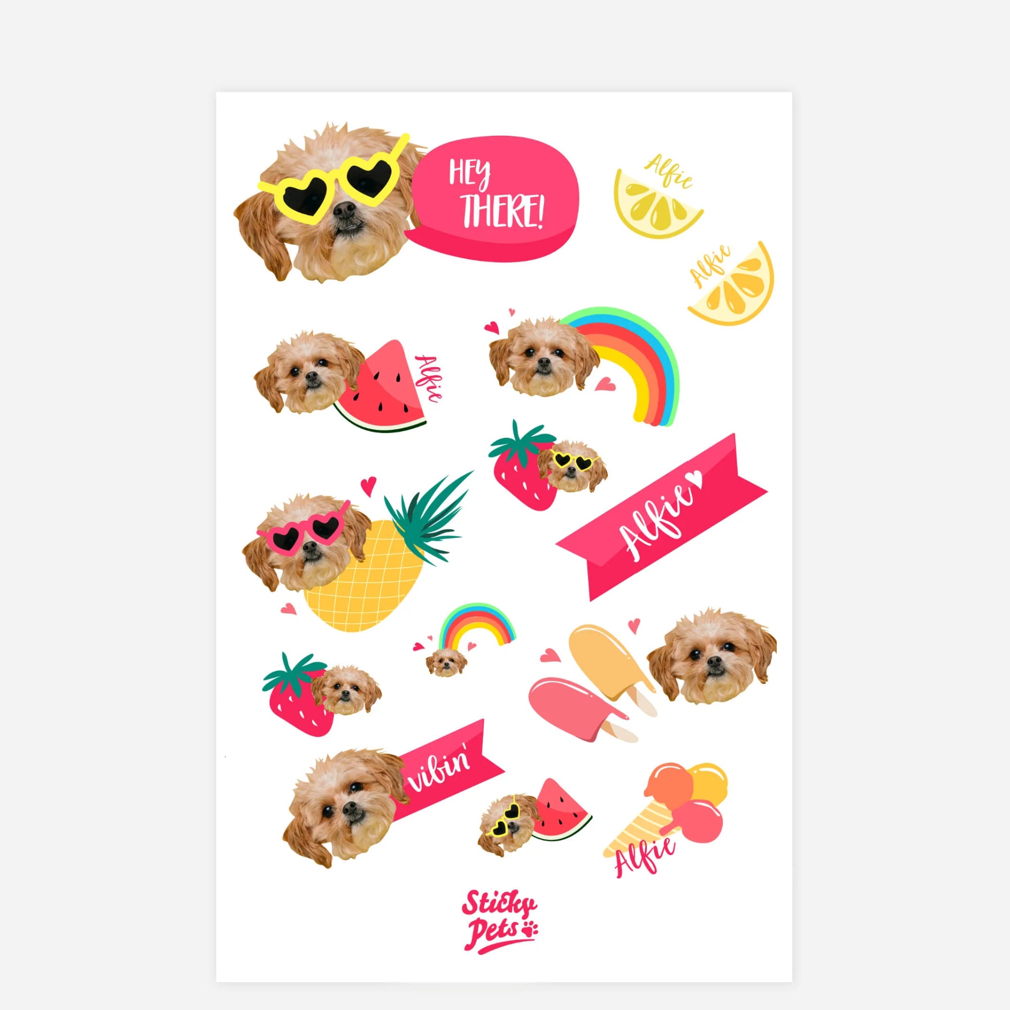 Summer Vibes Pet Personalised Stickers
