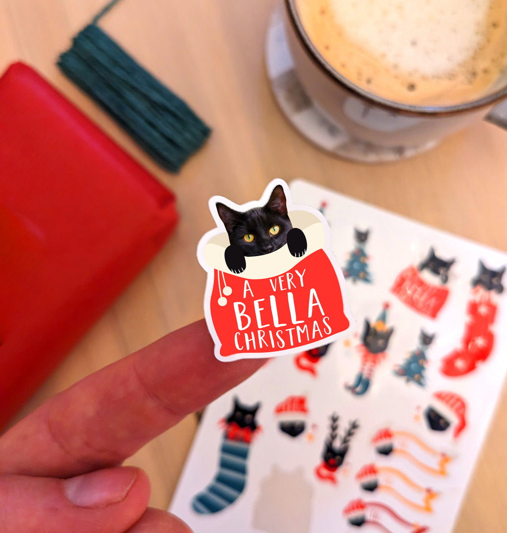 Christmas Vibes Pets Personalised Stickers